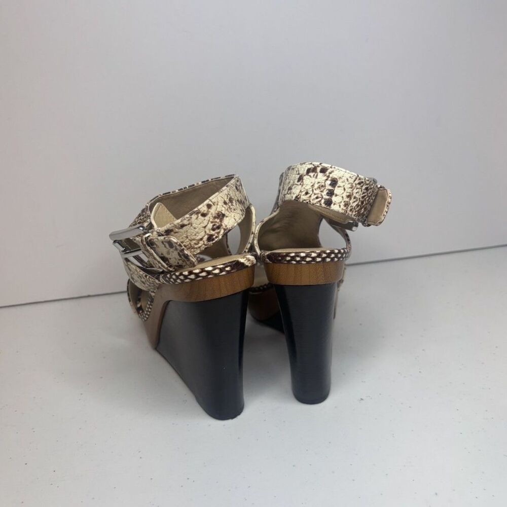 Michael Kors Snake Print Leather Wedge Heeled Sandals Designer Womens Like New - Picture 4 of 13